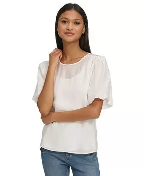 Женская блузка из органзы с пышными рукавами KARL LAGERFELD PARIS, белый