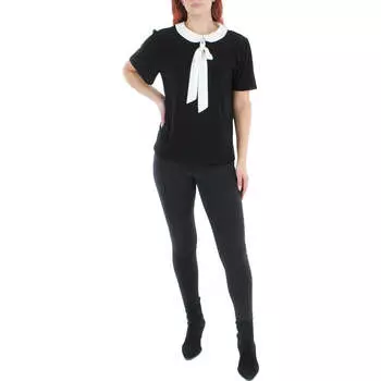 Женская блузка из полиэстера с бантом CeCe, цвет rich black