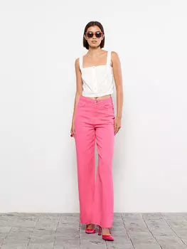 Женская блузка из поплина с квадратным воротником и ремешком с узором LCW Casual