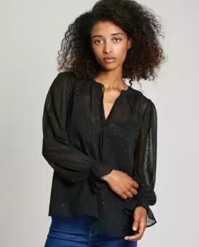 Женская блузка из ткани плюмети с длинными рукавами Pepe Jeans, черный