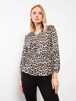 Женская блузка из вискозы с длинным рукавом и воротником-застёжкой LCWAIKIKI Classic