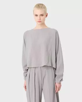 Женская блузка из жатого хлопка с длинными рукавами Emporio Armani