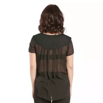 Женская блузка из жоржета с короткими рукавами из эластичного джерси спереди с высоким и низким подолом Miss Halladay