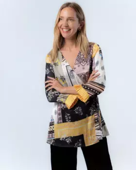 Женская блузка Mia через плечо с принтом в стиле пэчворк Niza, мультиколор