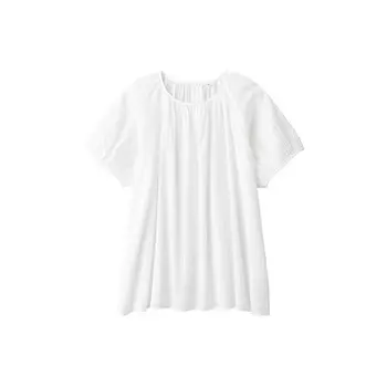 Женская блузка Muji с короткими рукавами из чистого хлопка, синий