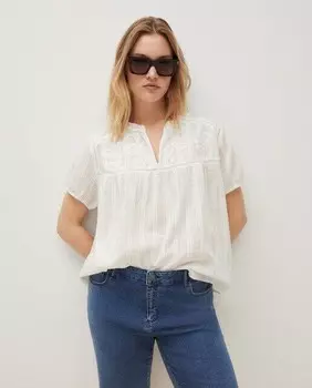 Женская блузка на груди с вышивкой плюметти Couchel, белый