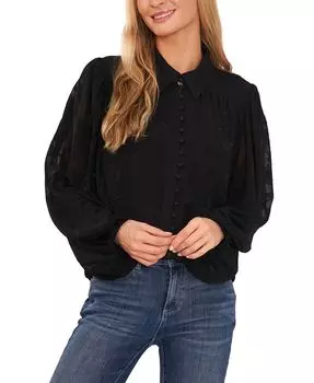 Женская блузка на пуговицах с цветочным принтом CeCe, черный