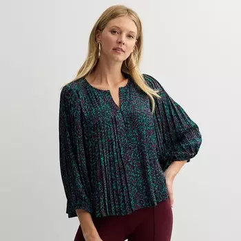 Женская блузка на пуговицах со складками Nine West, цвет Teal Dizzy Dots