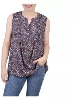 Женская блузка Petites с принтом и защипами NY Collection, цвет black red chevron