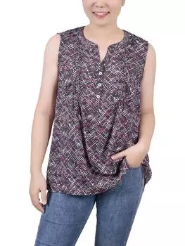 Женская блузка Petites с принтом и защипами NY Collection, цвет black/red chevron