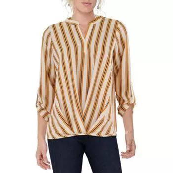 Женская блузка Petites Surplice Printed NY Collection, слоновая кость/золотой/черный