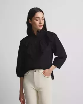 Женская блузка плюмети с рюшами Silbon, черный
