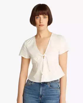 Женская блузка приталенного кроя и ткани поплин Tommy Jeans, белый