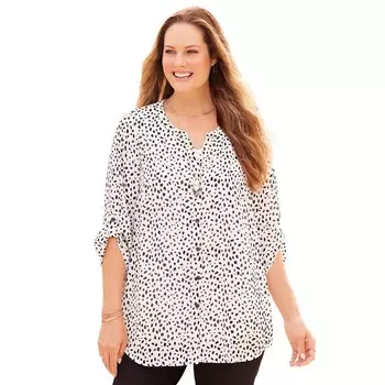 Женская блузка размера плюс Breezeway из жоржетаCatherines, цвет Black Dot
