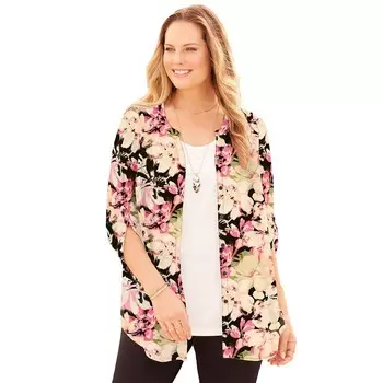 Женская блузка размера плюс Breezeway из жоржетаCatherines, цвет Black Multi Floral