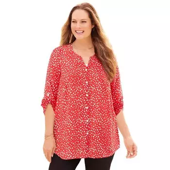 Женская блузка размера плюс Breezeway из жоржетаCatherines, цвет Red Dot
