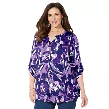 Женская блузка размера плюс Breezeway из жоржетаCatherines, цвет Violet Painterly