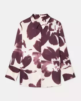 Женская блузка-рубашка из атласа с принтом Couchel, фиолетовый