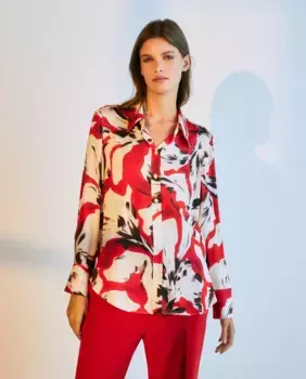 Женская блузка-рубашка с принтом Woman El Corte Ingls, красный