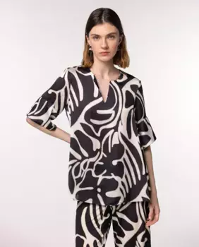 Женская блузка с абстрактным принтом и короткими рукавами Naulover, черный