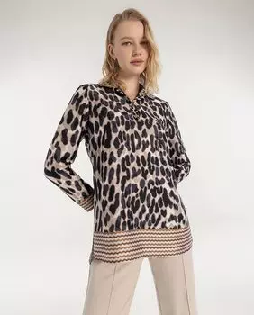 Женская блузка с анималистичным принтом и длинными рукавами Naulover, мультиколор