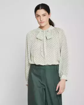 Женская блузка с бантом на воротнике и буффированными рукавами Trucco, белый