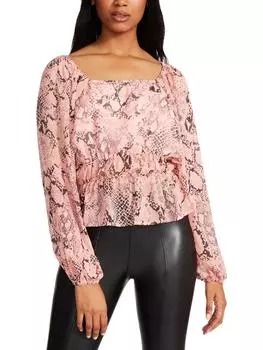 Женская блузка с баской и принтом под змею Steve Madden, цвет pink snake