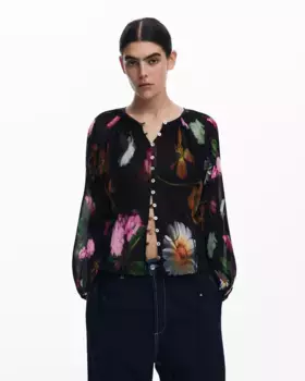 Женская блузка с цветочным принтом Desigual, чёрный