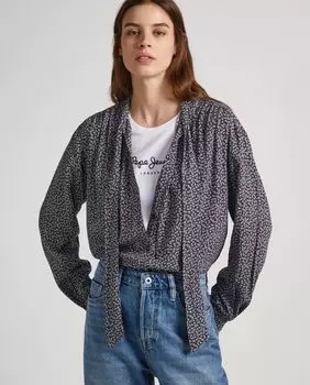Женская блузка с цветочным принтом и бантом на шее Pepe Jeans, мультиколор