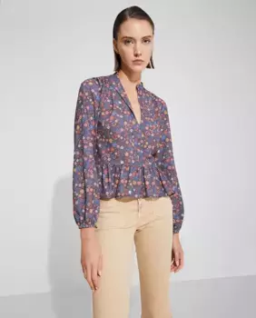 Женская блузка с цветочным принтом и рюшами Nalle, мультиколор