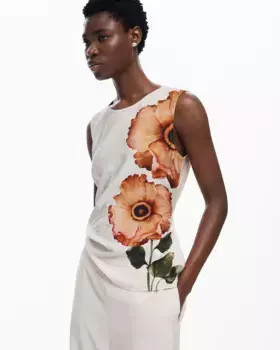 Женская блузка с цветочными рукавами Desigual, белый