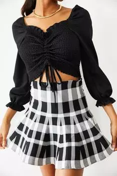 Женская блузка с деталями Black Tie XHAN, черный