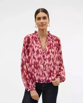 Женская блузка с длинным рукавом и принтом Vero Moda, фуксия