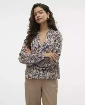 Женская блузка с длинным рукавом и принтом Vero Moda, тёмно-синий