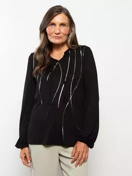 Женская блузка с длинным рукавом и воротником-стойкой LCW Grace