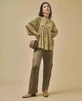 Женская блузка с длинным рукавом с цветочным принтом NKN Nekane, зеленый