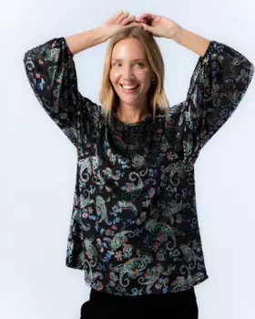 Женская блузка с длинным рукавом с узором пейсли Candela Niza, черный