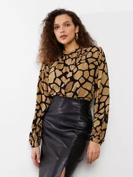 Женская блузка с длинным рукавом с воротником судьи LCWAIKIKI Classic