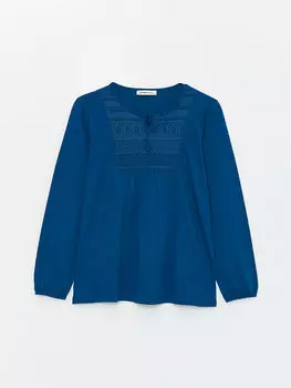 Женская блузка с длинным рукавом с завязочным воротником и вышивкой LCW Grace, масло