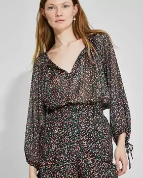 Женская блузка с длинными пышными рукавами и принтом Nalle, черный