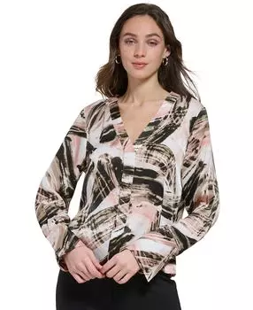 Женская блузка с длинными рукавами и абстрактным принтом DKNY, мульти