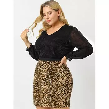 Женская блузка с длинными рукавами и блестками для вечеринки больших размеров с V-образным вырезом Agnes Orinda