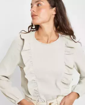 Женская блузка с длинными рукавами и оборками спереди Trucco, белый