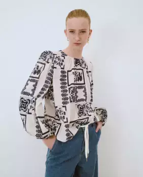 Женская блузка с длинными рукавами и принтом Object, белый