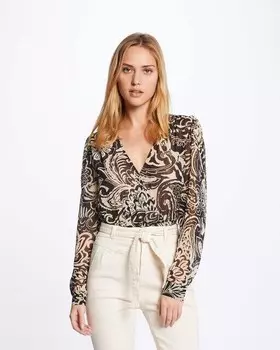Женская блузка с длинными рукавами и принтом пейсли Morgan, черный