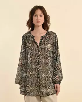 Женская блузка с длинными рукавами и принтом Molly Bracken, зеленый