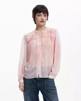 Женская блузка с длинными рукавами и принтом Desigual, розовый