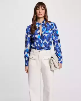 Женская блузка с длинными рукавами и принтом Morgan, синий