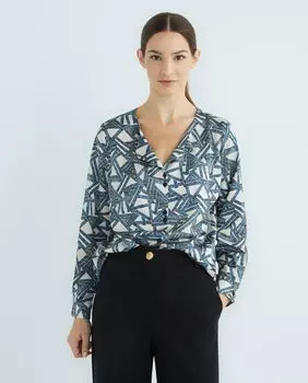 Женская блузка с длинными рукавами и принтом Zermatt, синий