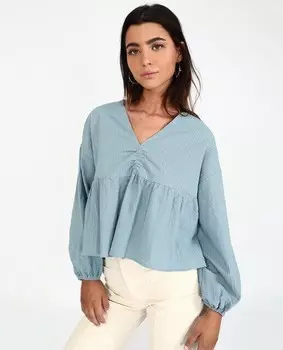 Женская блузка с длинными рукавами и рюшами The-Are, синий